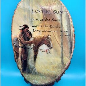 Vintage Loving Sun Red Bear Wood Slice Wall Plaque Harper’s Seneca Rocks USA